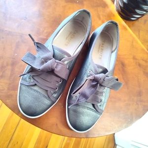 Talbots gray leather lace up sneakers